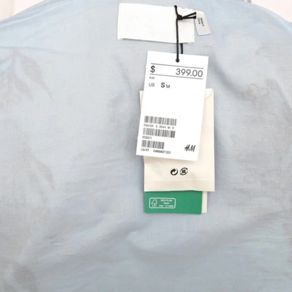 H&M CONSCIOUS Coat Jacket Blue Velvet Floral Embroidery Long Sleeve S BNWT - Picture 8 of 8